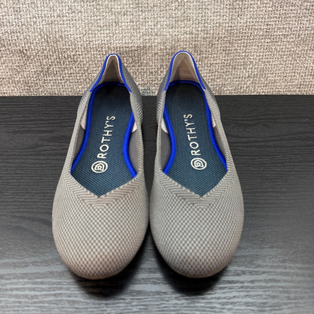 Rothy's The Round Toe Flats Women 6.5 Grey‎ Houndstooth Knit Shoes Lightweight